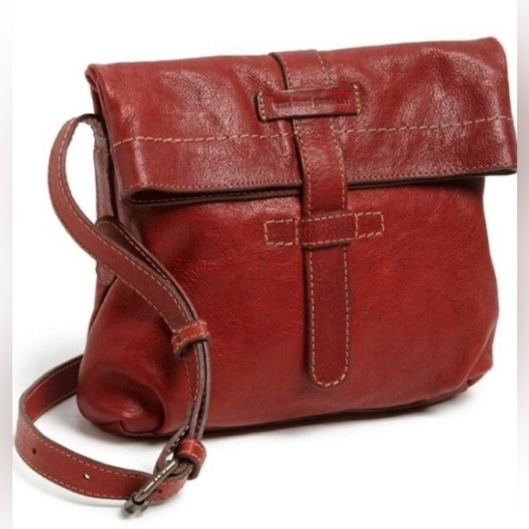 Frye Handbags - FRYE Artisan Red Leather Fold Over Crossbody Bag Purse